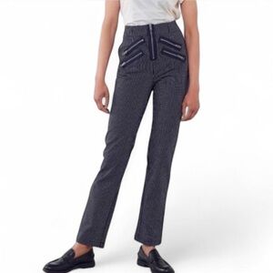 Silence + Noise Navy and White Pinstripe Pants